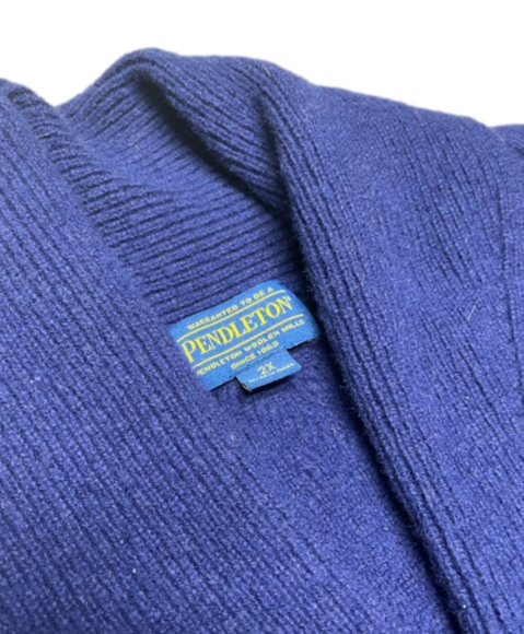 Pendleton Button-up Shaw Collar Cardigan Royal Blue - Picture 3 of 8